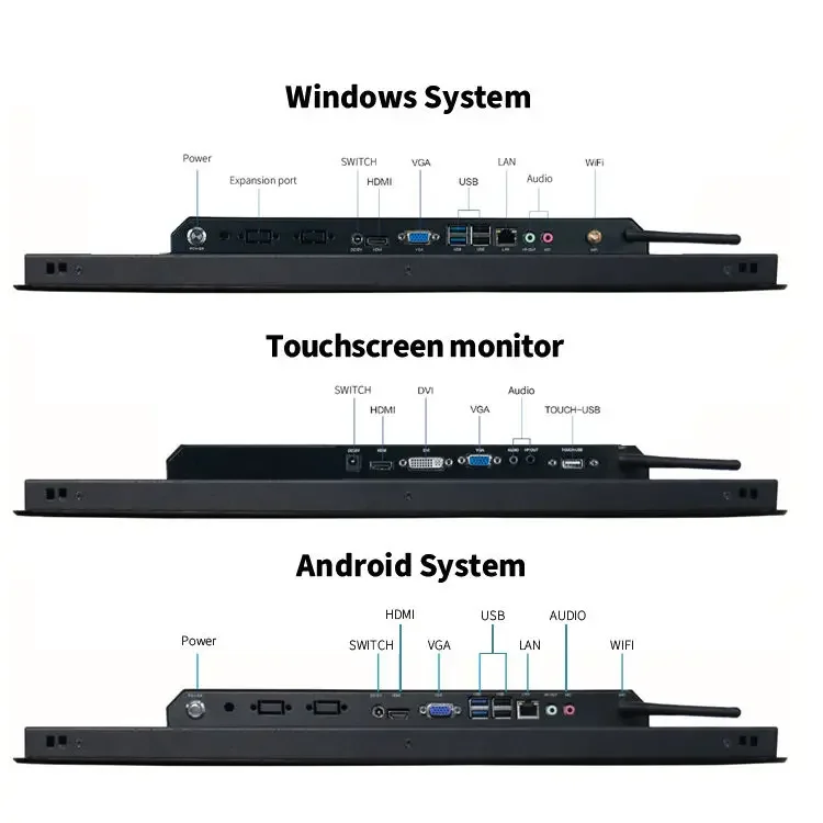 Industrial lcd monitor 21.5 inch open frame touch screen machine full HD cabinet android system all in ane pc