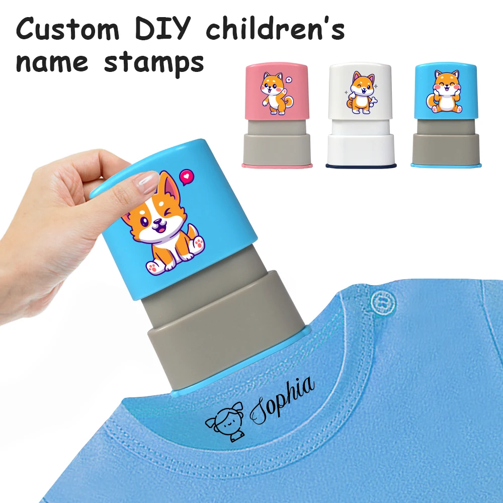 Cartoon Cute Dog Baby Clothes Name Stamp For Child Student Clothes Waterproof Kawaii Name Sticker Montessori Stamp Gift