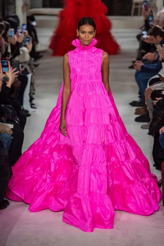 Vestidos de Noche de tafetán para mujer, ropa de maternidad larga, con bolsillos plateados, de cuello alto, color rosa, para fiesta de graduación