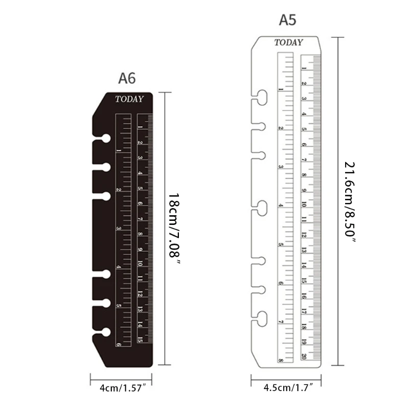 PVC-separator bladwijzerliniaal 6 gaten functionele schoolbenodigdheden