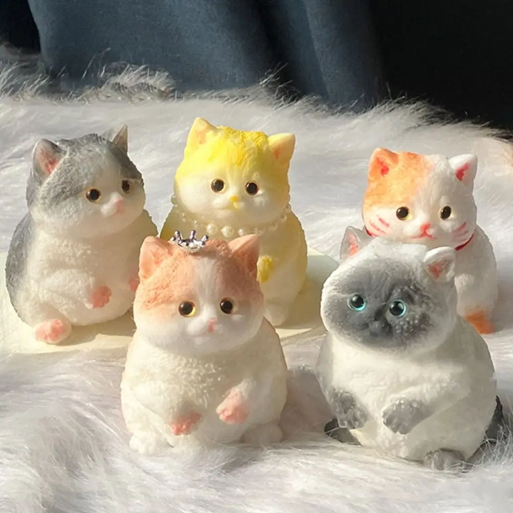 Slow Rebound Big Cat Doll Squeeze Toy Animal Cartoon Simulation Cat Squeeze Toys Soft Colorful Cat Fidget Toy Mini Ornaments