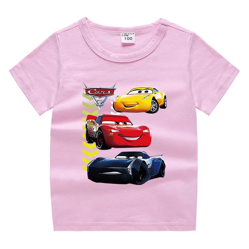 New Style Car Pixar Lightning McQueen Cartoon Print T Shirt Boy Girl Summer Funny Top Fashion Kids Summer Colthing