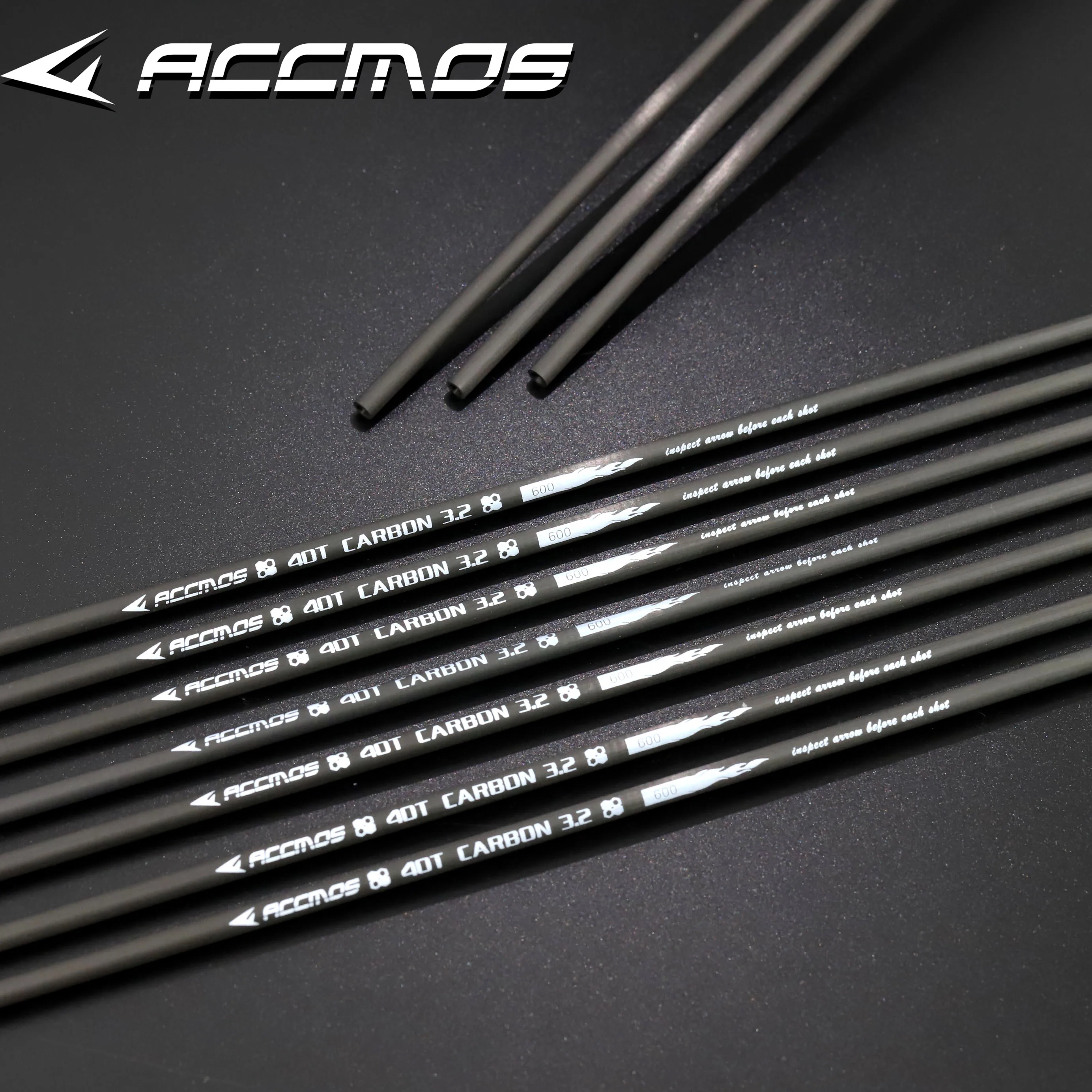 ID 3.2mm 40T Carbon Arrow Shaft Spine 350 400 450 500 550 600 650 700 750 800 900 1000 with Point/Nock/Ring Archery Accessory