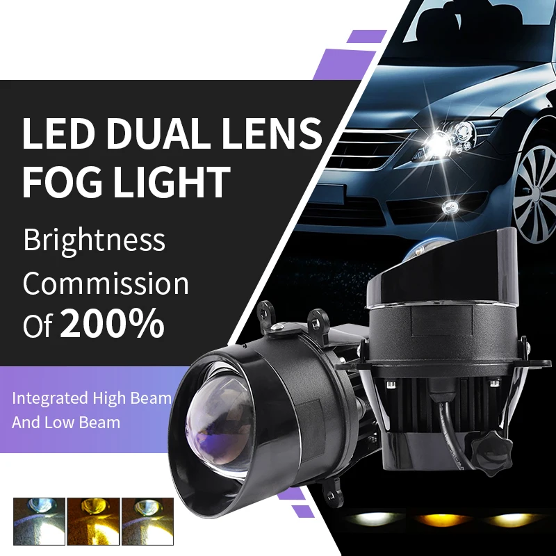 3 inch Bi LED Lenses Projector Fog Lights Car Lamp Hi-lo Beam Switching H11 Bulb for Toyota Corolla Yaris Auris Camry Cruiser