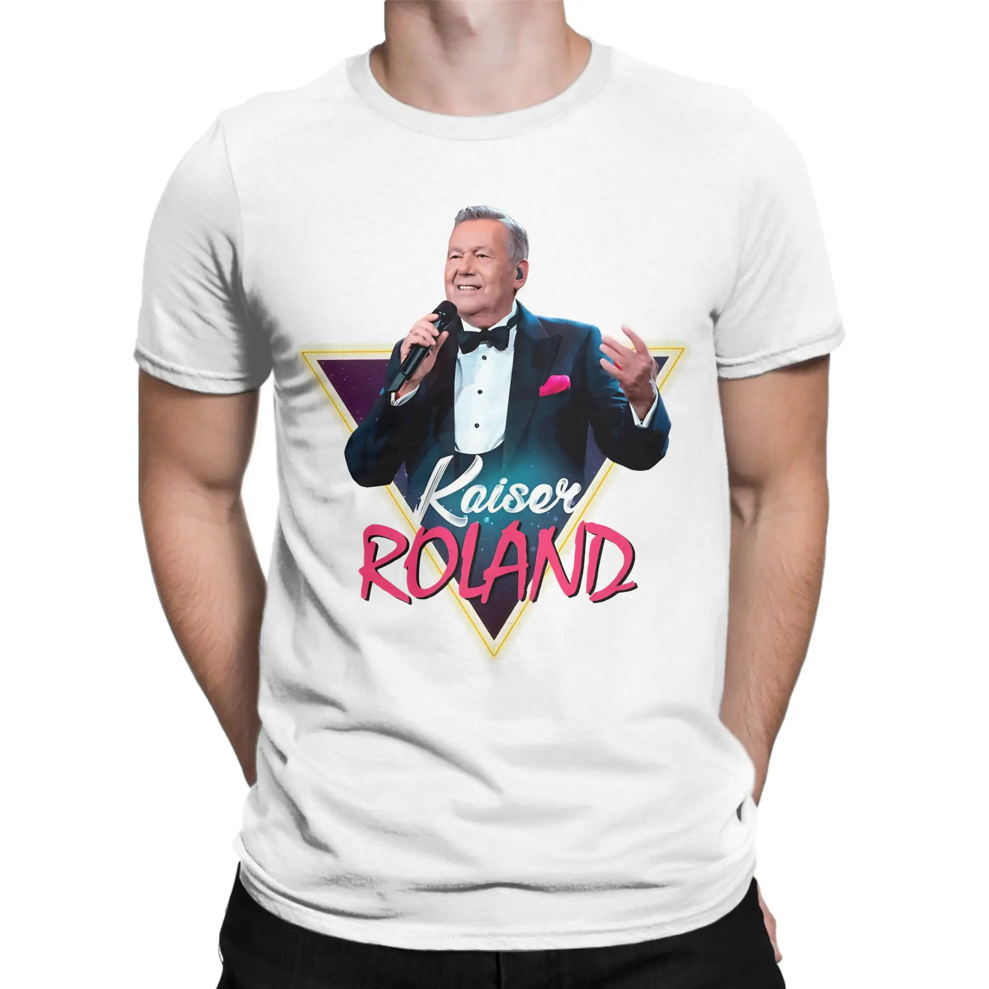 roland kaiser eurovisions 2026 T Shirts for Men Cotton Novelty T-Shirt Crewneck  Tees Short Sleeve Clothes Gift Idea