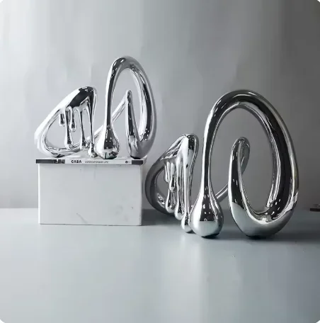 Creative Abstract Water Drop Shapes Silver Craft Abstract Hollow Fluid Ornament Decorative Figurines Home Decoration Accessories