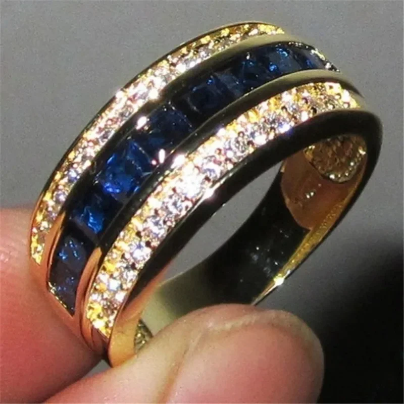 Echte diamanten saffierring voor vrouwen 18k goud Bague of Jaune Bizuteria voor sieraden Anillos mannen edelsteen Anel sieraden gouden ringen