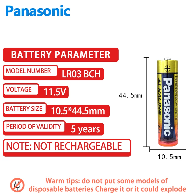 6PCS Panasonic LR03 AAA Battery 1.5V SUM4 MN2400 UM4 For Flashlight Camera Toy Remote Control Clock 3A Dry Primary Battery