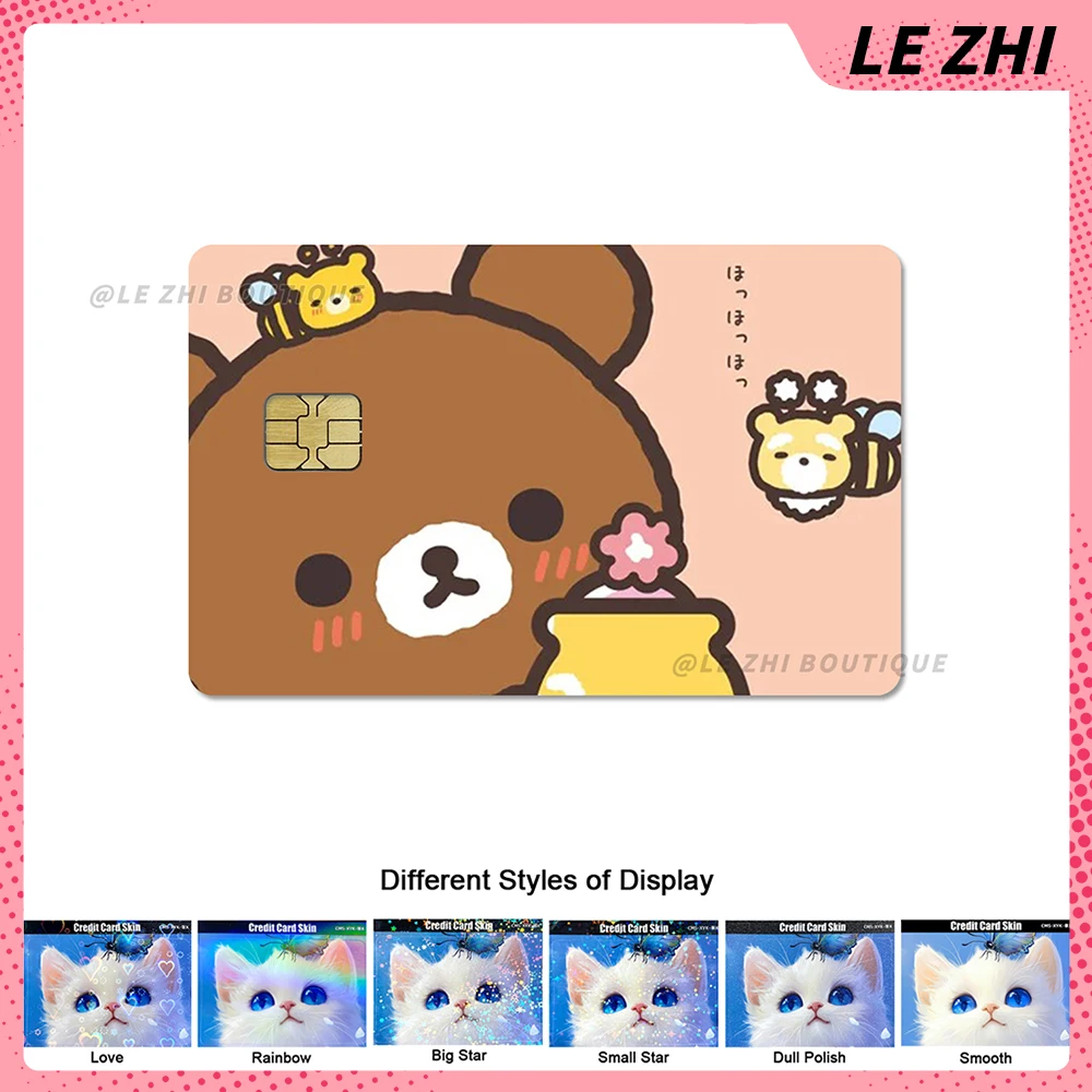 Cute Anime Rilakkuma Credit Debit Card Bank Bus Card Skin Stickers Kawaii Waterproof Small Chip Protective Cover Film Sticker