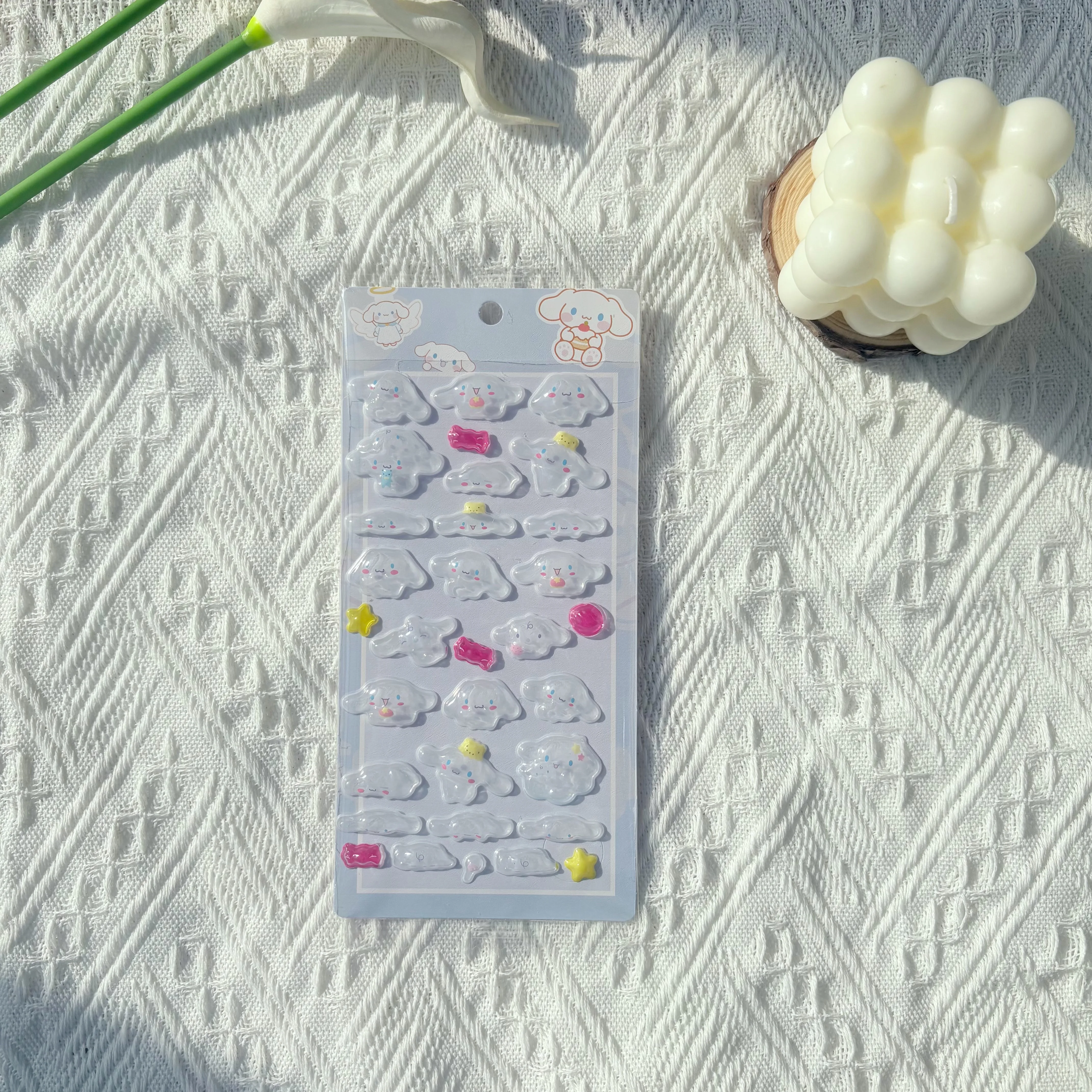 Cartoon Sanrio popular Hello Kitty Cinnamoroll transparent jelly 3D decorative sticker - suitable for holiday party gifts