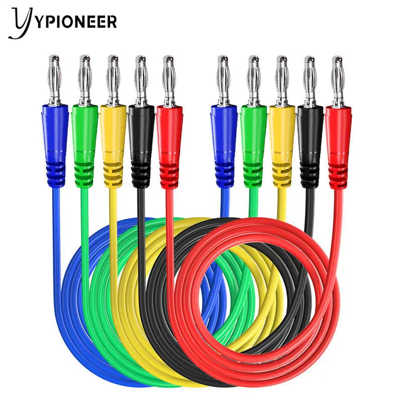 YPioneer P1043 5PCS 4mm Banana to Banana Plug Test Leads Cables Wires 3.3ft/1m for Electrical Testing