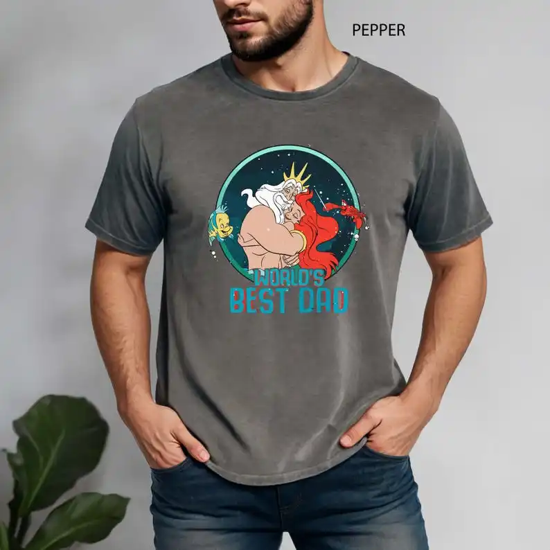 Camiseta de Papá de la Sirenita Ariel, Camiseta del Rey Tritón, Camiseta del Mejor Papá del Mundo, Camisetas de Disney para el Día del Padre