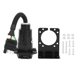 4 Pin To 7 Pin Trailer Adapter Plug With Bracket Waterproof Corrosion Resistant For Semi-trailer RV