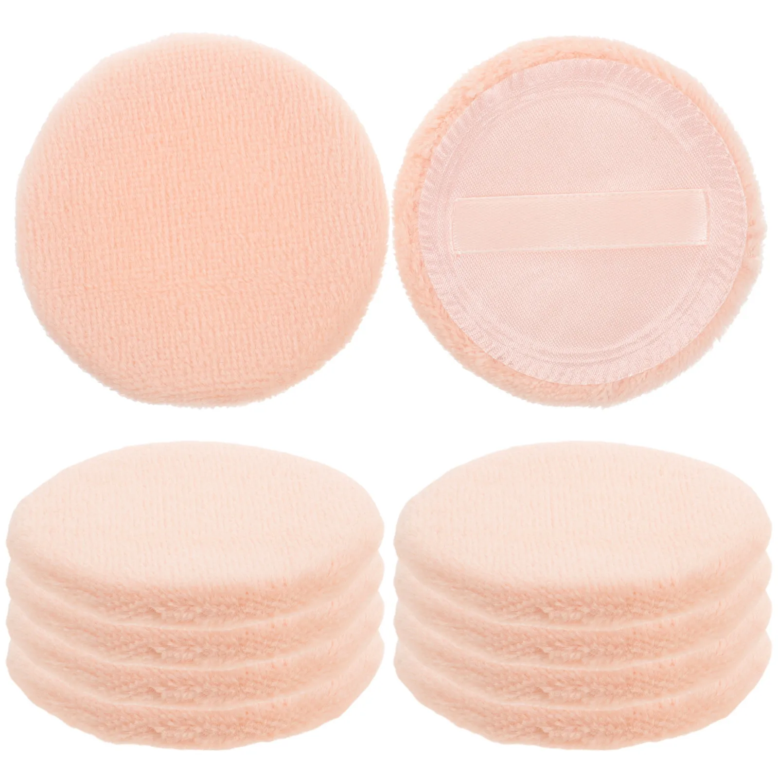 10 個の純粋な綿の丸いルースパウダーパフコンパクトメイクアップパッドパウダーパッド柔らかく快適な顔用