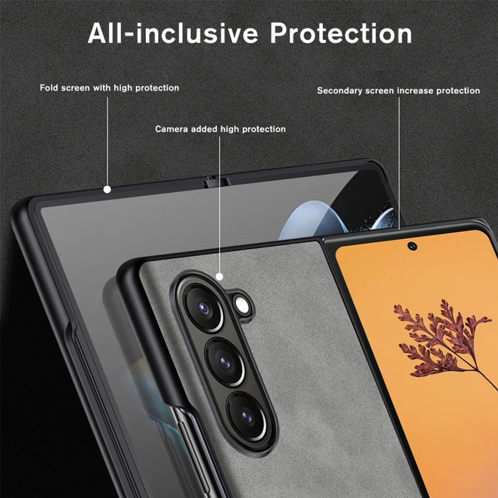 Samsun Z Fold 5 Custodia in pelle di pecora morbida TPU Telaio Cover per Samsung Galaxy Z Fold 5 Fold5 zFold 5 Protezione fotocamera Fundas