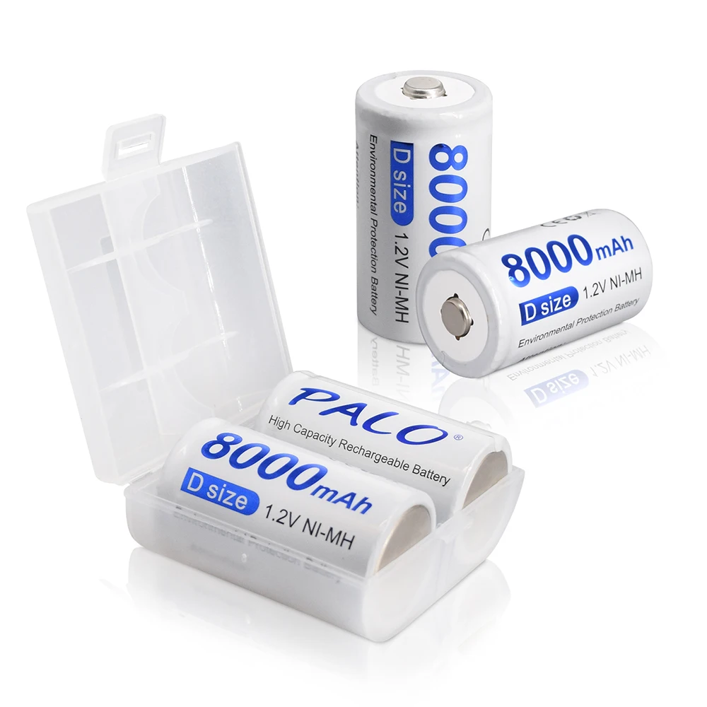 PALO 1.2V D size rechargeable battery type D LR20 battery NI-MH rechargeable D battery 8000mAh R20 Rechargeable battery