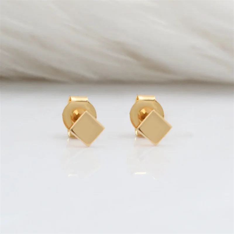 14K Gold Filled Square Stud Earring Tarnish Resistant Jewelry Boho Dainty Earrings Vintage Earrings For Women Waterproof Jewelry