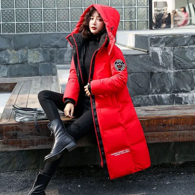 2023 New Women Down Jacket Winter Coat Female Thin Thicken Knee Length Parkas White Duck Down Outwear Loose Overcoat