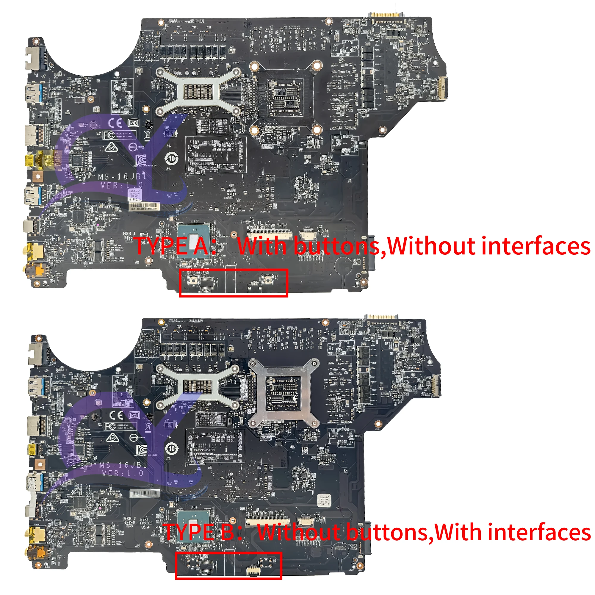 Imagem -02 - Motherboard para Notebook Ms16jb1 Mainboard para Msi Gv62vr Ge62 Gp62mvr Ge72vr Gp62vr Gp72vr Ms-16jb i5 I76th ° Gtx10603g 6g