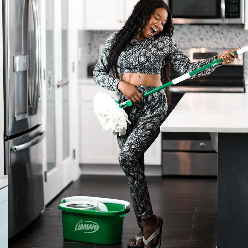 نظام ممسحة تورنادو الدوارة مع دلو عجلي - ألياف دقيقة فائقة الامتصاص للخشب الصلب والبلاط والأرضيات المصفحة