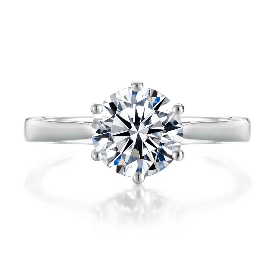 ALLNOEL 0.5-4CT VVS1 D خاتم مويسانيتي ملون للنساء 6 شوكات إعداد 925 خاتم زفاف فضي مع GRA معتمد بالجملة