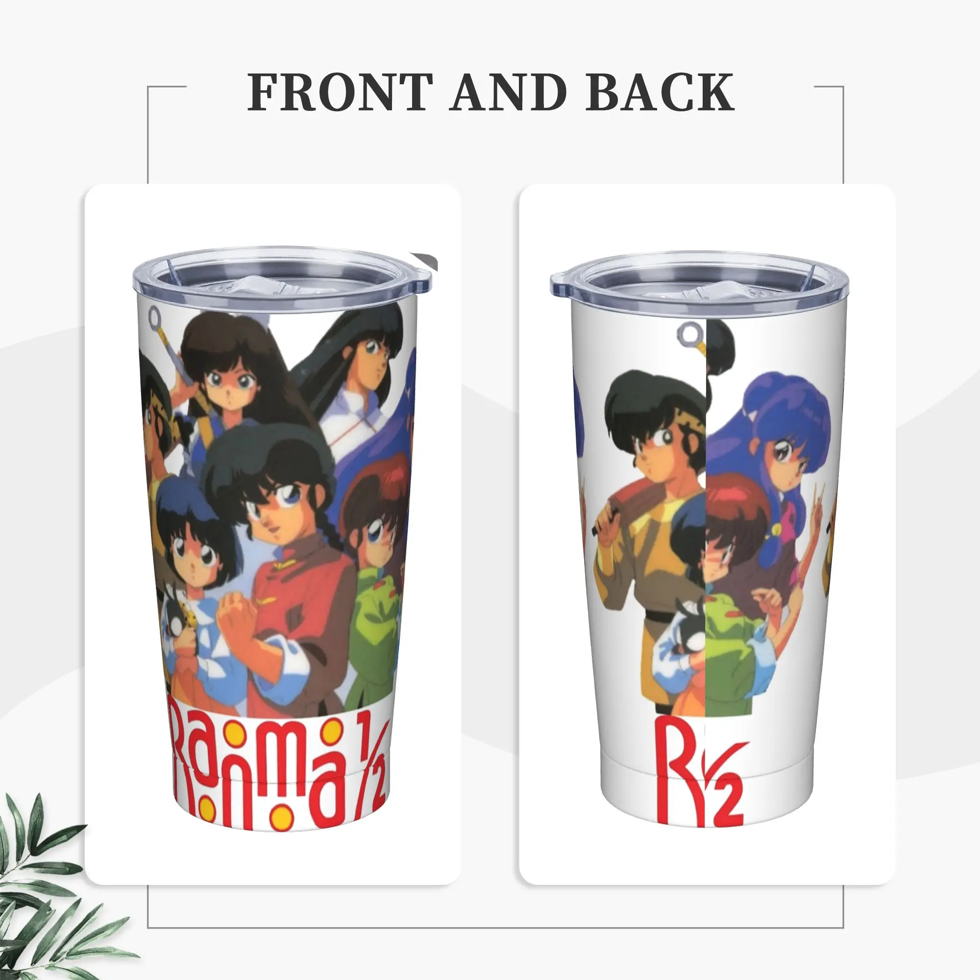 Japanese Comedy Anime Insulated Tumbler with Lid Ranma 1/2   Stainless Steel Coffee Mugs Double Wall Hot Cold Drinks Cup, 20oz