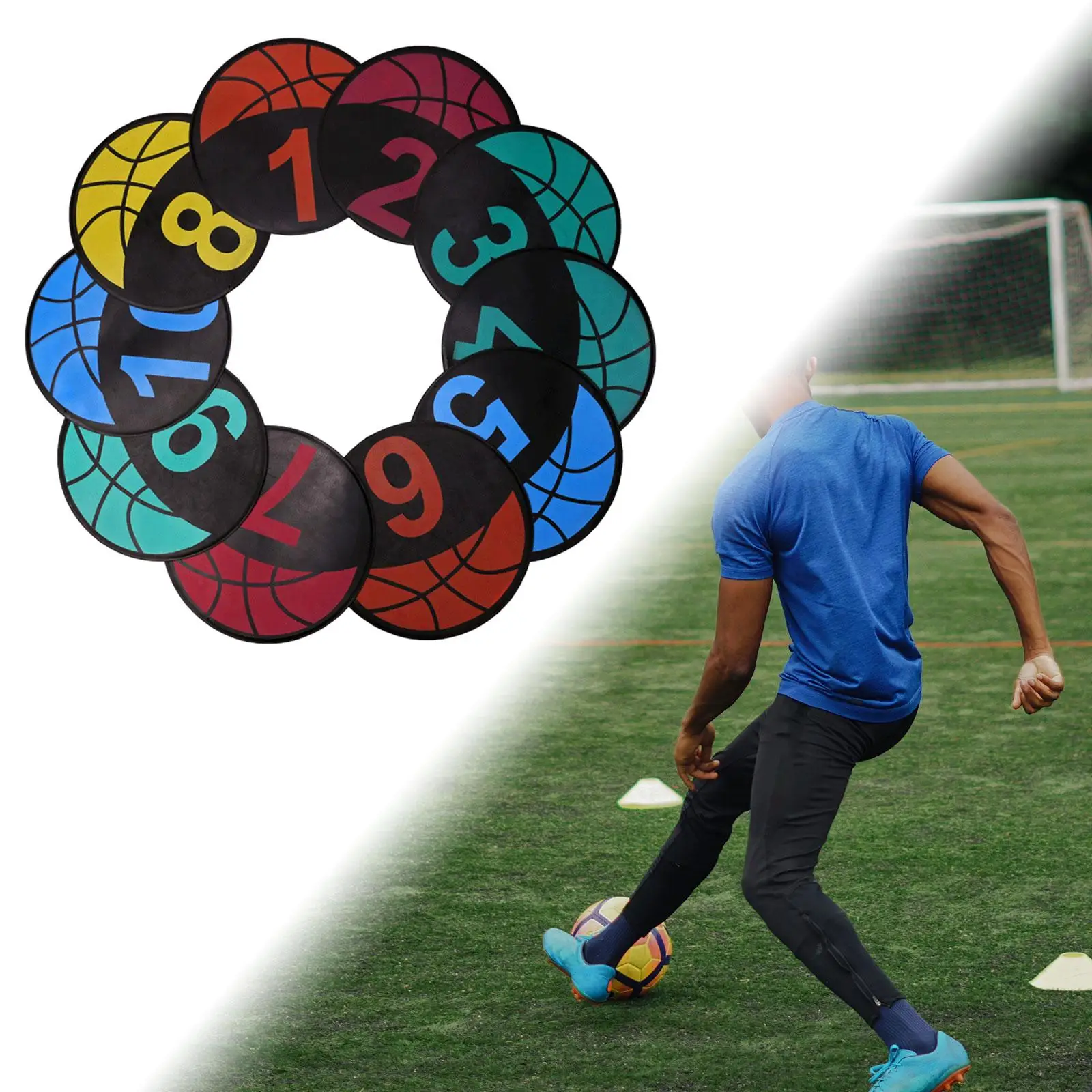 10Pcs Basketball Markers Soccer Training Mat for Sports Drills Football