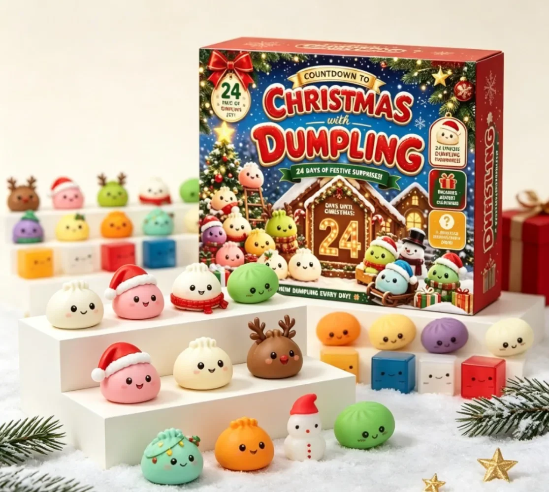 Christmas 24 Day Countdown Advent Calendar Dumpling Squishies Stress Relief Squeeze Toy Surprise Gift Box Slow Rebound