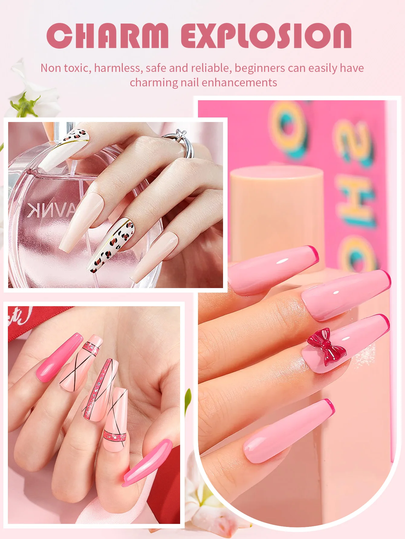 6-color acrylic nail powder set, nail art DIY art design, nail art 3D nail sculpture French nail extension, gift for women