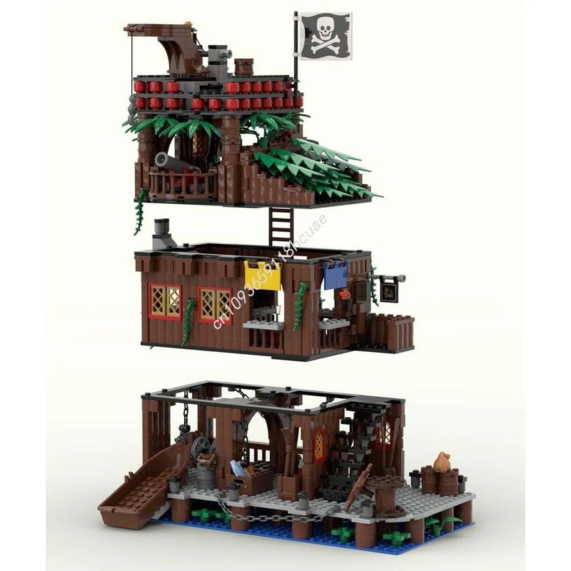 923 Stück MOC Piratenpern gebaut im Stil 90er Jahre Piraten Modellbausteine Montieren Sie modulare DIY-Spielzeuge Geburtstag Weihnachtsgeschenke