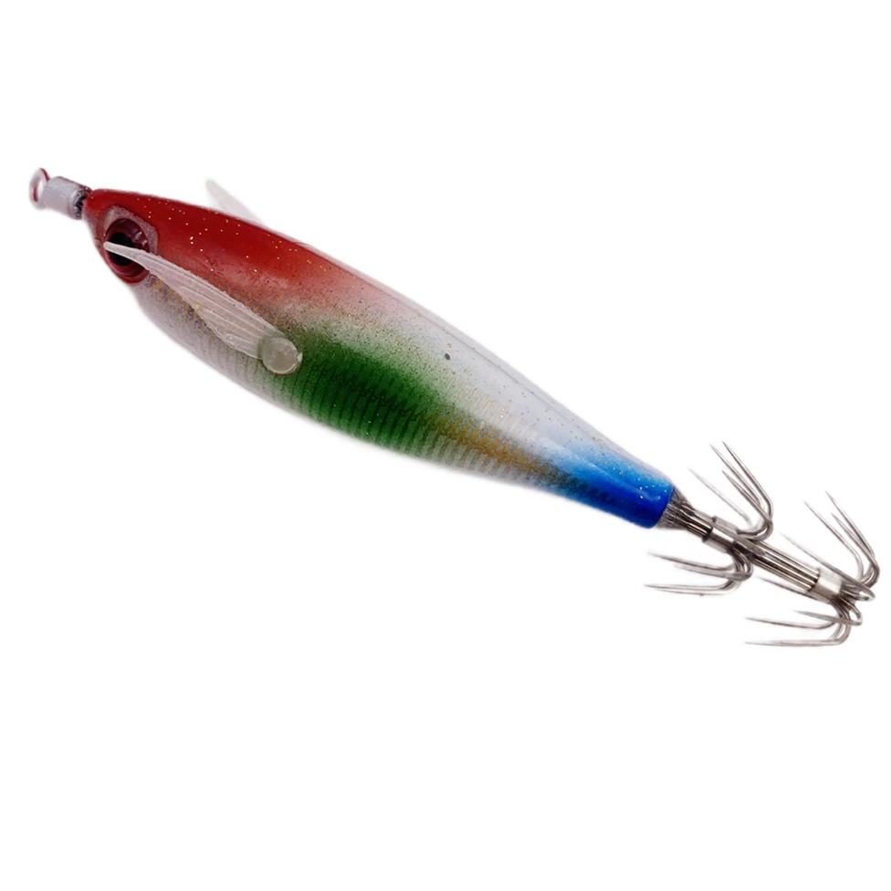 Luminous Silicone Wing Squid Jig Hook Fishing Wood Shrimp Lure TOTO Sutte Octopus Bait Squid Cuttlefish Jigs Lures