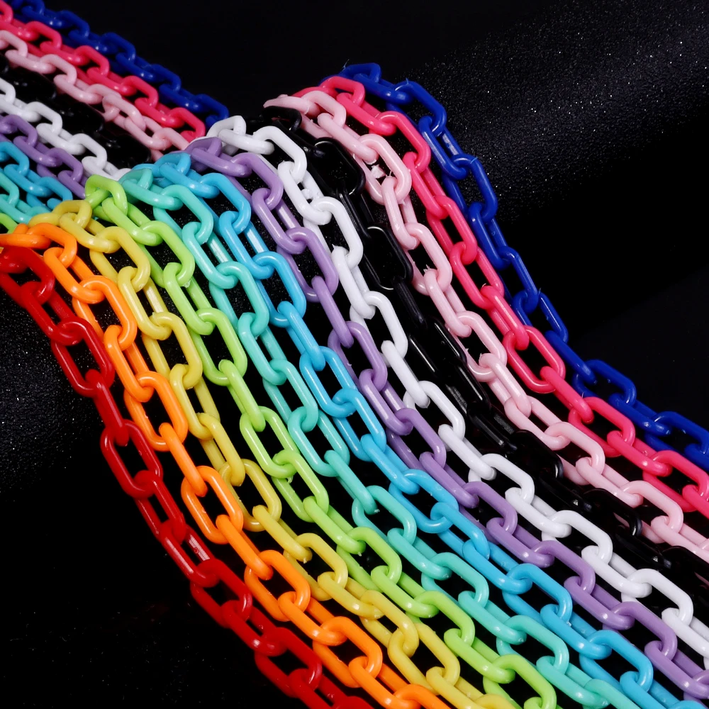 

10pcs/lot 50cm Colorful Acrylic Chains Square Bulk Link Chains For Jewelry Making Connector DIY Necklace bracelets Accessories