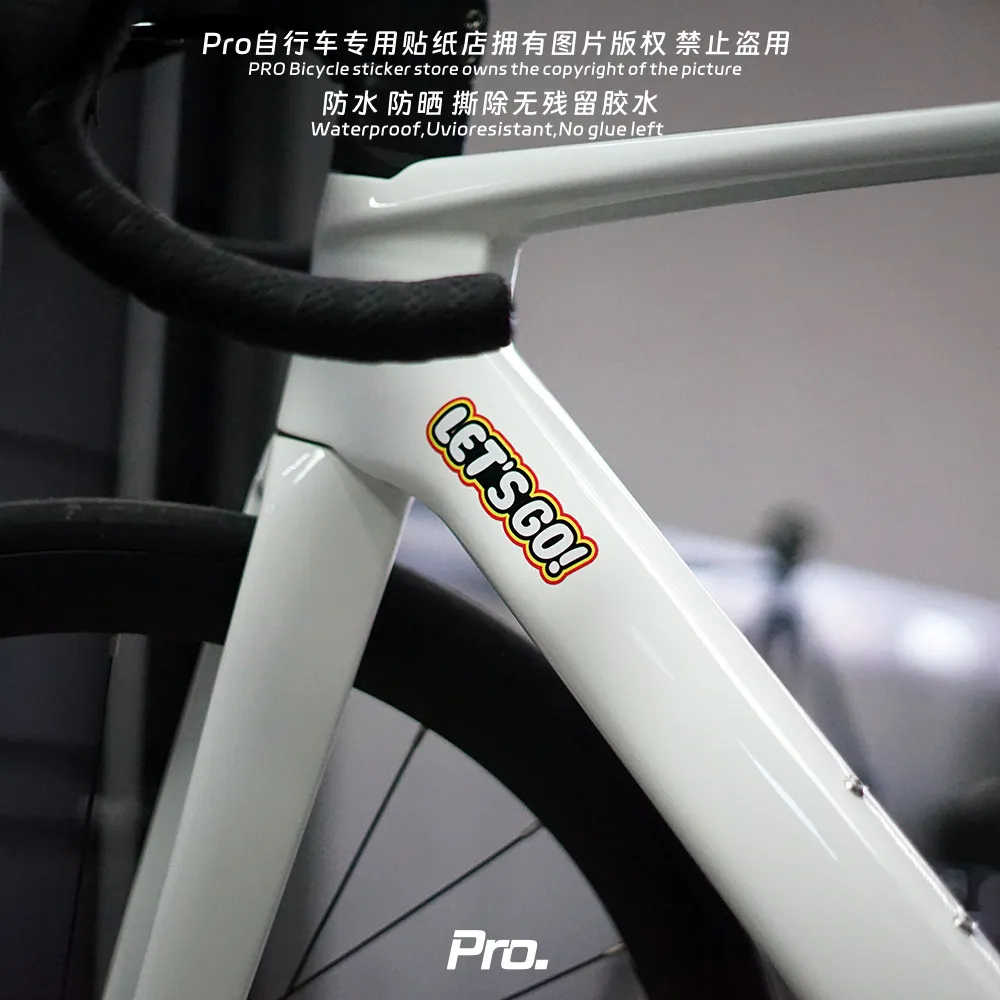 LET'S GO Bicycle Stickers for Bicycle Frame Top Tube Fun Inspirational Handwritten DIY Waterproof Road Bike Cycling Sticker