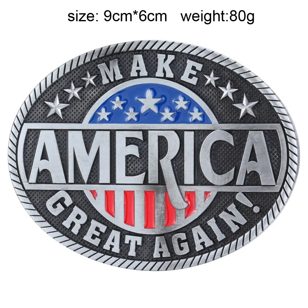 Cheapify-hebillas de cinturón ovaladas para hombre, 40mm, West Make America Great Again Hero Metal