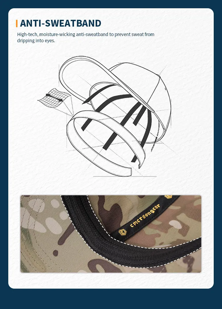 Emersongear Blue Label Bienenflügel Baseballkappe Outdoor Jagd Camping Hut Sonnenschutz Kopfbedeckung Camo SPF 100+ Atmungsaktiv EMB9739 – Detail 5