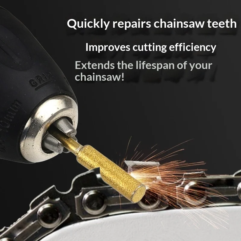 1/2/5pcs Diamond Chainsaw Sharpener Grinding Head Chainsaw Chain File Burr Diamond Coated Rotary Tool for Chainsaw Sharpening