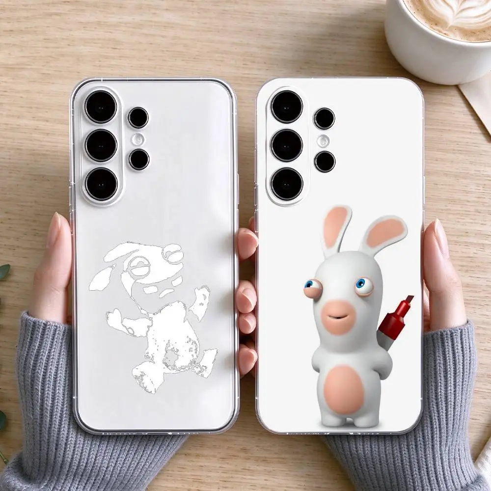 C-Cute cartoon R-Raving R-Rabbids  Phone Case Transparent Silicone Soft For Samsung S25,S24,S21,S22,S23,S30,Ultra,S20,Plus,Fe