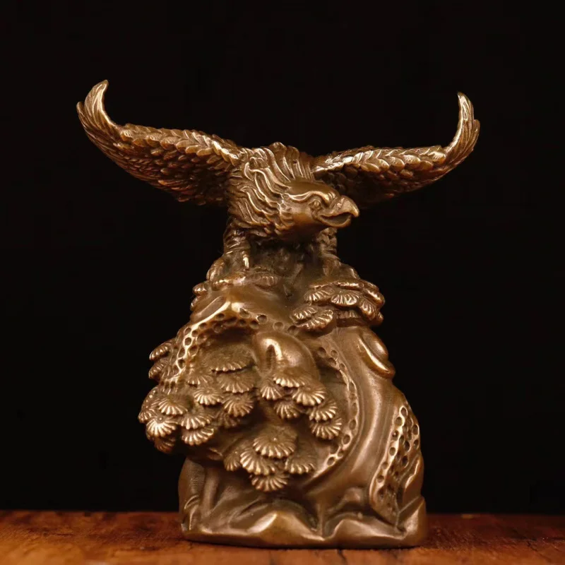 

All-copper grand ornament for home, living room, office, desktop craft, majestic eagle spreading its wings decoration