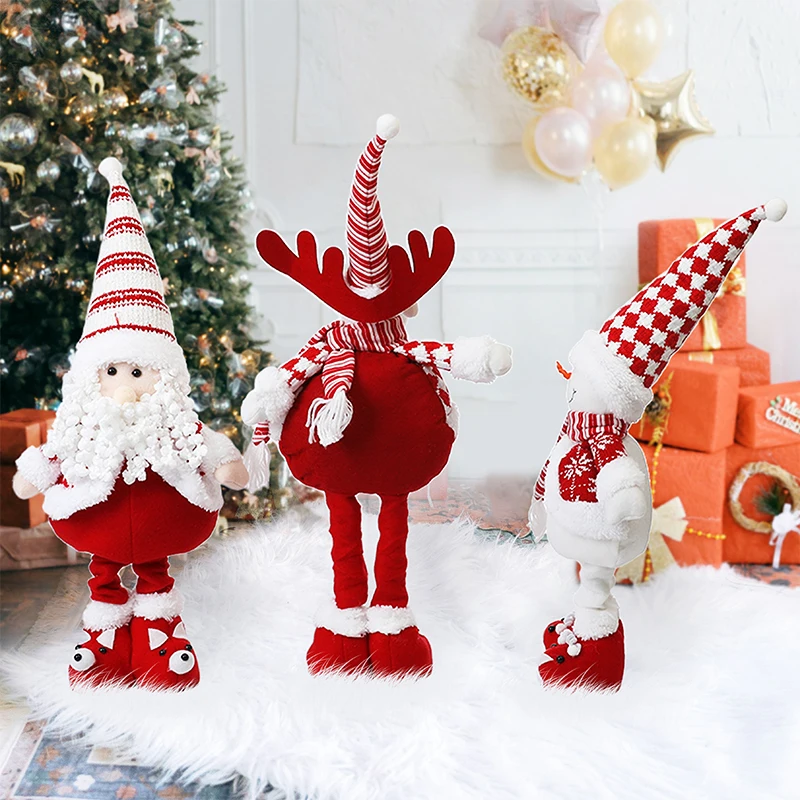 Christmas Doll Santa Claus Snowman Reindeer Plush Retractable Doll Merry Christmas Decoration For Home Navidad New Year Gifts