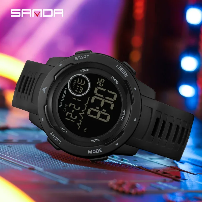 

SANDA LED Digital Watch Men Military Army Sport Wristwatch Top Brand Luxury Stopwatch Waterproof Male Electronic Clock 2024