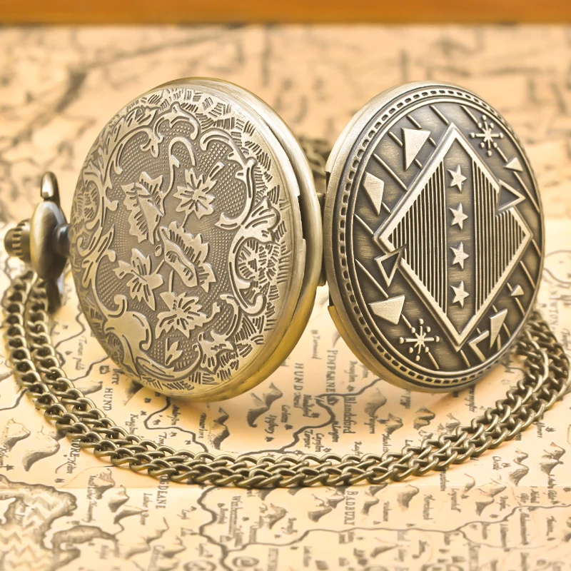 레트로 청동 Steampunk 플립 탑 남성과 여성 학생 선물 석영 목걸이 기념 회중 시계