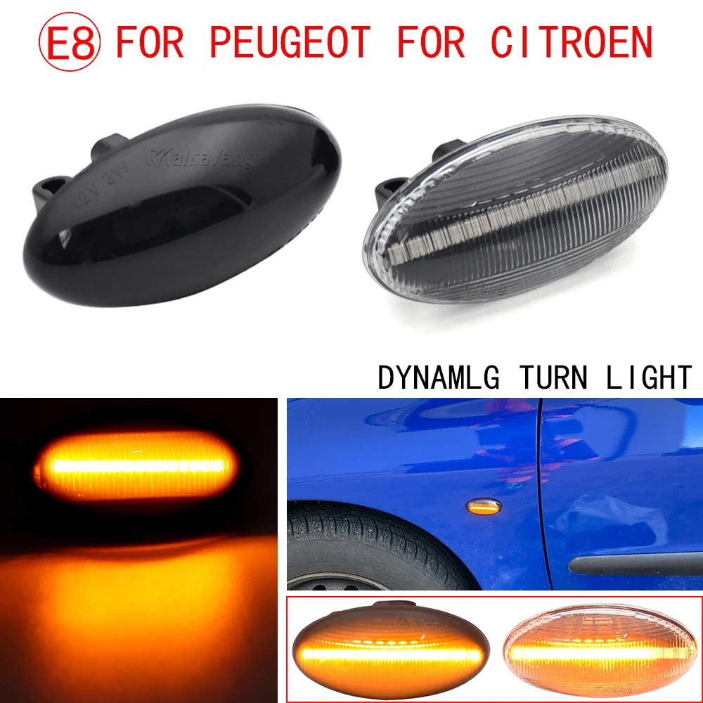 2x LED Dynamic Blinker Turn Signal Side Marker Light For Peugeot 1007 107 108 206 301 307 407 4007 607 Partner Expert Traveller