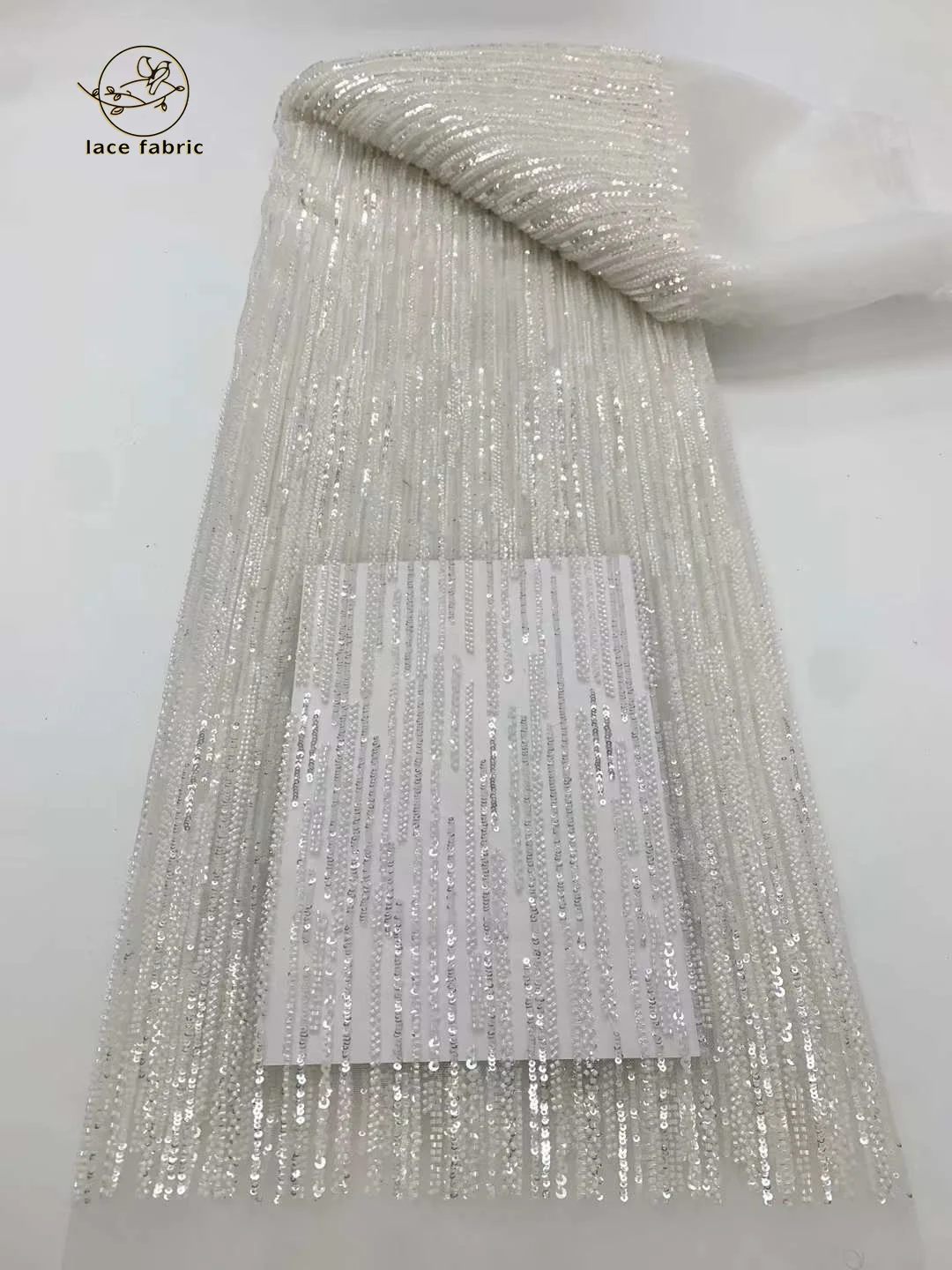 2024 Latest Nigerian Sequins Lace Fabric Hand Beaded Lace Fabric Luxury French Embroidery Groom Lace Fabric For Wedding Dress