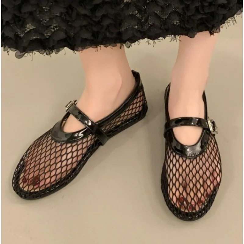 

Women Mesh Ballet Flats Fishnet Ballerina Flats Comfortable Round Toe Ballet Shoes Breathable Casual Walking Shoes for Commuting