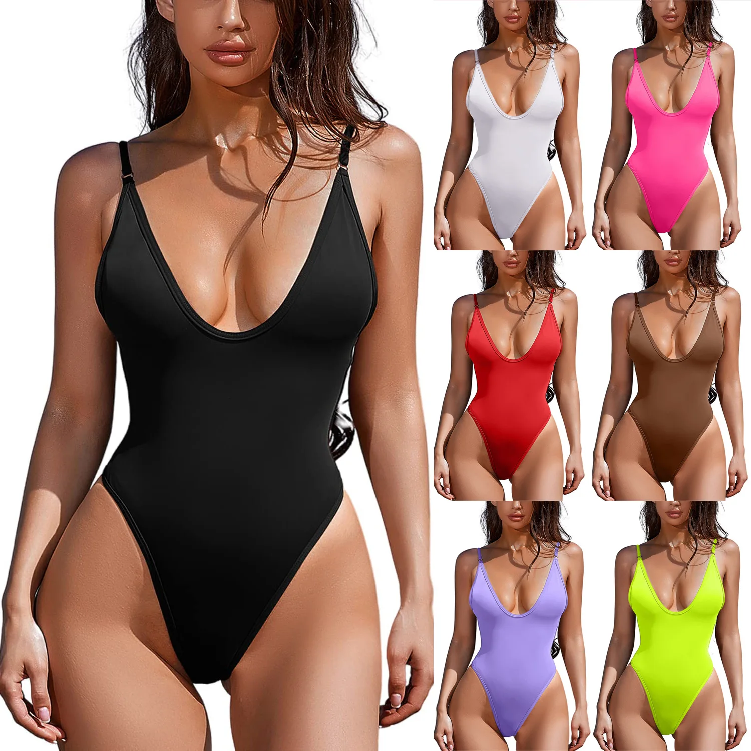 

Bathing Suit Women Sexy European And American Bikini Women's One-piece Swimsuit Solid Color Multi-color Swimsuit