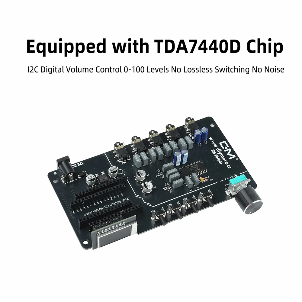 TDA7440 4-Channel Digital Audio Controller LCD Display I2C Volume Bass Treble Adjustment Stereo Input for Audio Equipment
