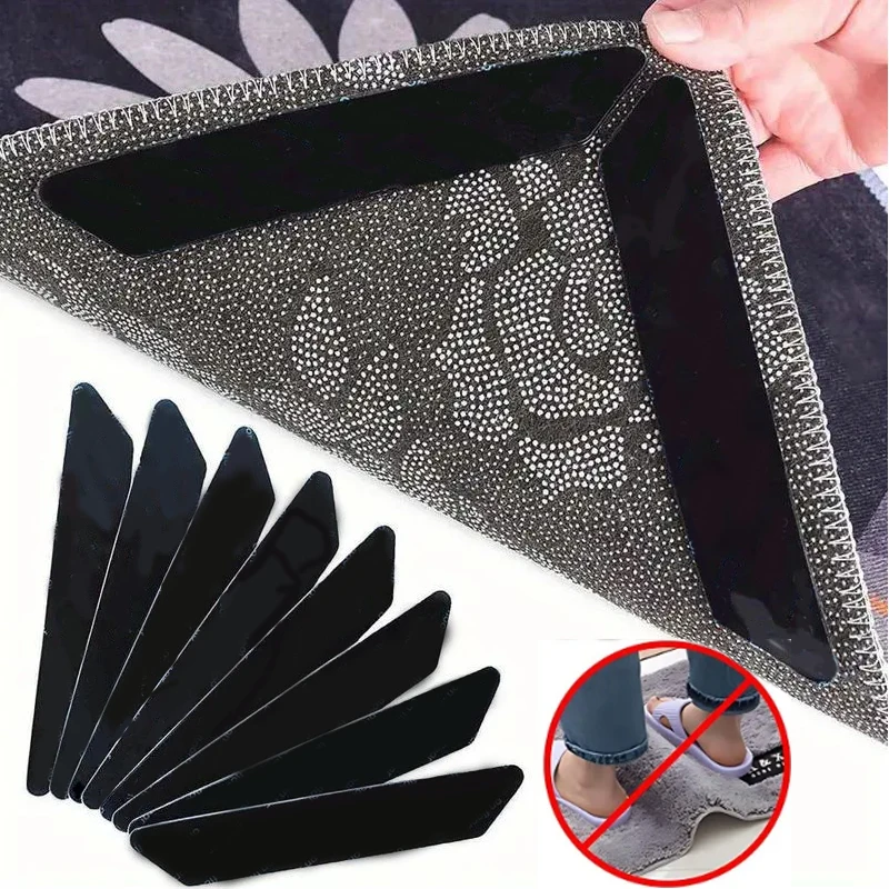 16pcs  Floor Rug Mat Tape Gripper Corner Pad Carpet Non-slip Sticker Reusable Washable Anti Curling Carpet Patch Fixed Stickers