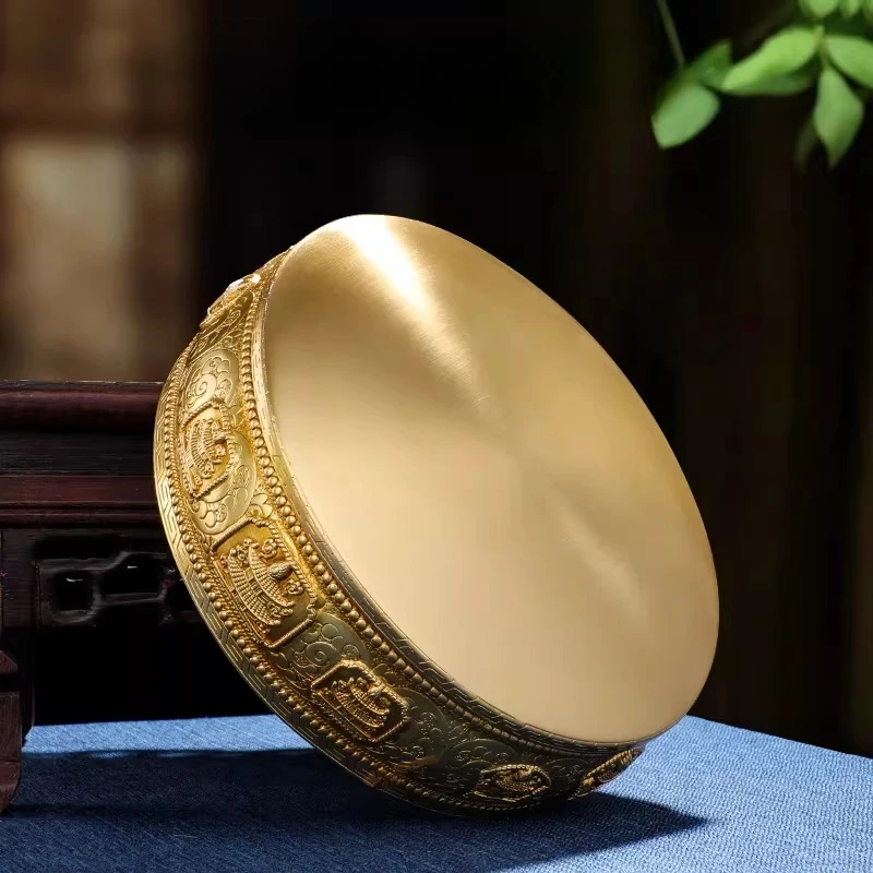 Exquisite Traditional Brass Mandala Offering Plate, Carved Tibetan Buddhist Ritual Tray for Home Altar, Decorative Mandala Set