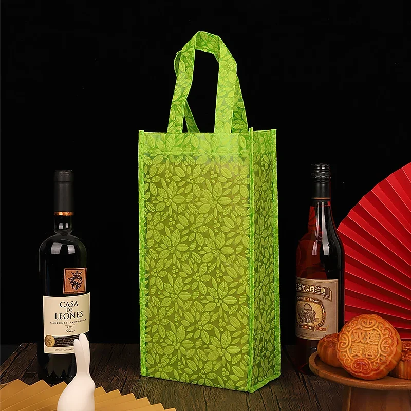 30pcs Red Printed Wine Handbag Non Woven Wedding Banquet Gift Packaging Bags High End Gift Thickened and Customizable Gift Bag