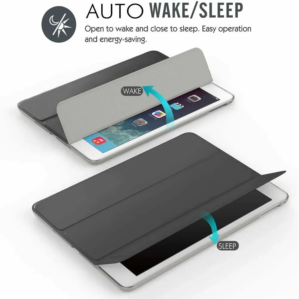 PU Leather iPad Cases Tri-fold Folding Tablet Stand Cover Case for Apple IPad Air1 Air 2/Pro 9.7/5th 6th Gen 9.7" +Tempered Film